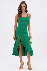 LUCY MIDI BANDAGE DRESS IN KELLY GREEN
