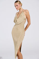 KEEPIN IT SIMPLE METALLIC MIDI DRESS