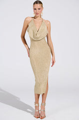 KEEPIN IT SIMPLE METALLIC MIDI DRESS