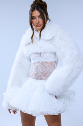 LEILA ULTRA CROP FAUX FUR IN IVORY