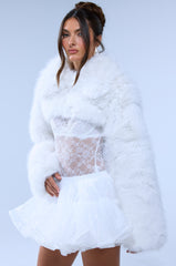 LEILA ULTRA CROP FAUX FUR IN IVORY