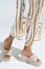 AZALEA WANG NATHALIA BEIGE NOVELTY FLATFORM SANDAL
