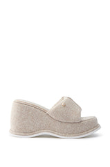 AZALEA WANG NATHALIA BEIGE NOVELTY FLATFORM SANDAL