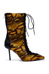 AZALEA WANG OLIVERS YELLOW STILETTO LACE UP BOOTIE