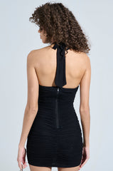SERPENTI PLUNGE MINI DRESS-BLACK