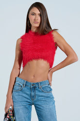 SHAGGY RED CROP TOP