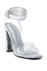 AZALEA WANG REMILIA SILVER CROC SANDAL WITH STRAP