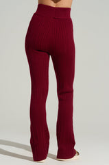 DREAM GIRL FLARE KNIT PANT IN BURGUNDY