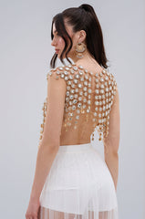 BEJEWELED GOLD SLEEVELESS TOP