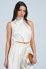 BLAKE SATIN MOCK NECK TOP