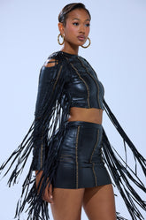 CALM DOWN BABY FAUX LEATHER BLOUSE