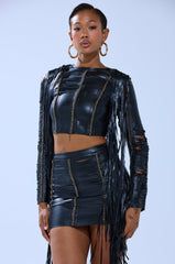 CALM DOWN BABY FAUX LEATHER BLOUSE