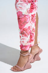 AZALEA WANG SAWNEY MAUVE LACE UP PATENT SANDAL