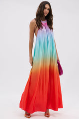 SUNSET PLEATED OMBRE MAXI DRESS