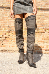 AZALEA WANG SEASON BLACK MULTI EMBELLISHED STILETTO BOOT