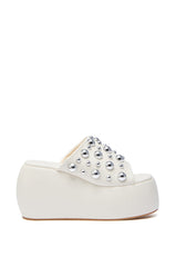 AZALEA WANG SERGO BONE EMBELLISHED CHUNKY SANDAL