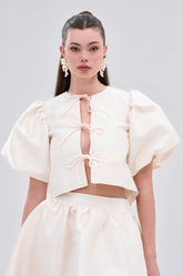 GIRL POWER CROP TIE FRONT TOP