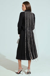 PARTY IN THE BACK RHINESTONE FRINGE TRENCH