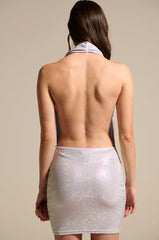 HEARTBREAKER RHINESTONE MINI DRESS IN WHITE