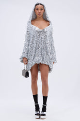 GISELLE SEQUIN SWEATSHIRT DRESS IN SILVER
