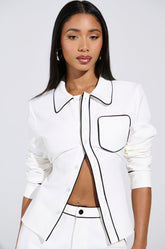 LISA WOVEN PIPED BUTTON UP