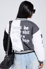 NOT YOUR BABE EMBROIDERED BOMBER