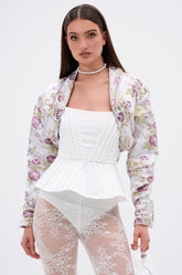 TEA FOR TWO BROCADE SHRUG