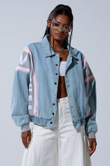 GAME TIME DENIM BOMBER