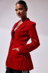 TOO SLICK LIQUID VELVET BLAZER