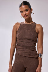 CHOCOLATE HEAVEN SUEDE BLOUSE