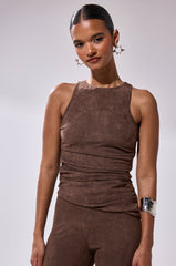 CHOCOLATE HEAVEN SUEDE BLOUSE