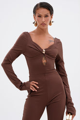 LUXE LIFE SEAMLESS BODYSUIT IN BROWN