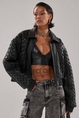 KEEP IT LOWKEY PATCHWORK BOMBER