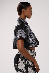 MAKE IT OFFICIAL FAUX LEATHER BUTTON DOWN IN BLACK