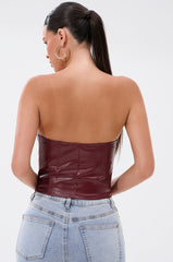 BACK IT UP CORSET TOP IN BURGUNDY