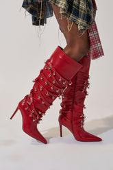 AZALEA WANG TIMPANI RED WESTERN FRINGE STILETTO BOOT