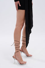 AKIRA TINKER LEOPARD LACE UP CHUNKY SANDAL