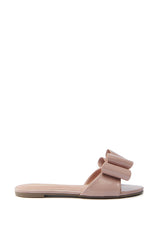 TIZZY NUDE BOW SLIP ON FLAT SANDAL