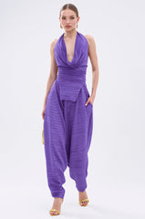 MAYAH WIDE LEG PLISSE PANT IN PURPLE