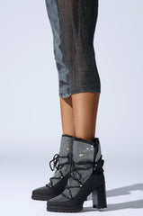 AZALEA WANG TWILLA EMBELLISHED CHUNKY BOOTIE