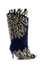AZALEA WANG UPENDO NAVY MULTI FUR BOOT
