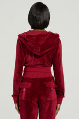 VELOUR GALORE FITTED ZIP UP IN BURGUNDY