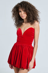 FEEL SOMETHING VELVET MINI DRESS IN RED