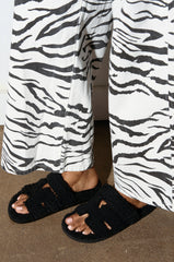 AZALEA WANG VIVEK BLACK FUZZY SLIP ON SANDAL