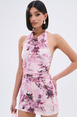 BAD HABITS VELVET PRINTED MINI DRESS