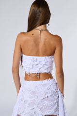 QUEEN OF LOVE DISTRESSED BRALETTE TOP IN WHITE