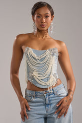 PEARL QUEEN DENIM CORSET