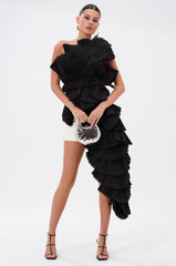 LUXURIOUS ASYMMETRICAL TOP IN BLACK