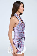 CATCH ME NEXT TIME BROCADE HALTER TOP