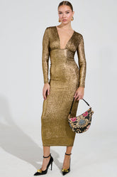 I GOT WHAT YOU LIKE METALLIC MAXI DRESS